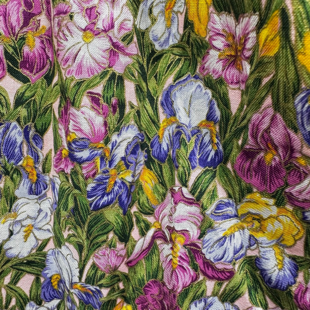 Vintage Handmade Skirt Floral Iris Ruffles Bows Feminine Twirly Girlhoodcore M-L - Picture 4 of 4